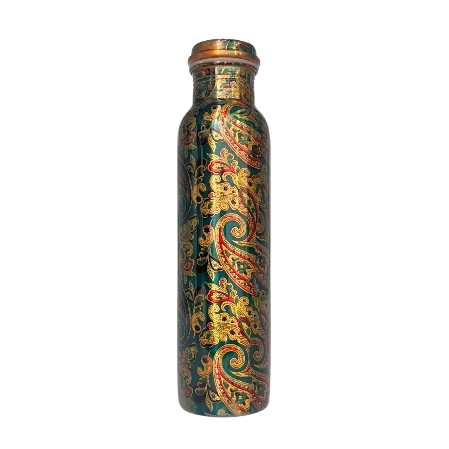 Anand Crafts Copper Water Bottle with Glass Set | Meena Work