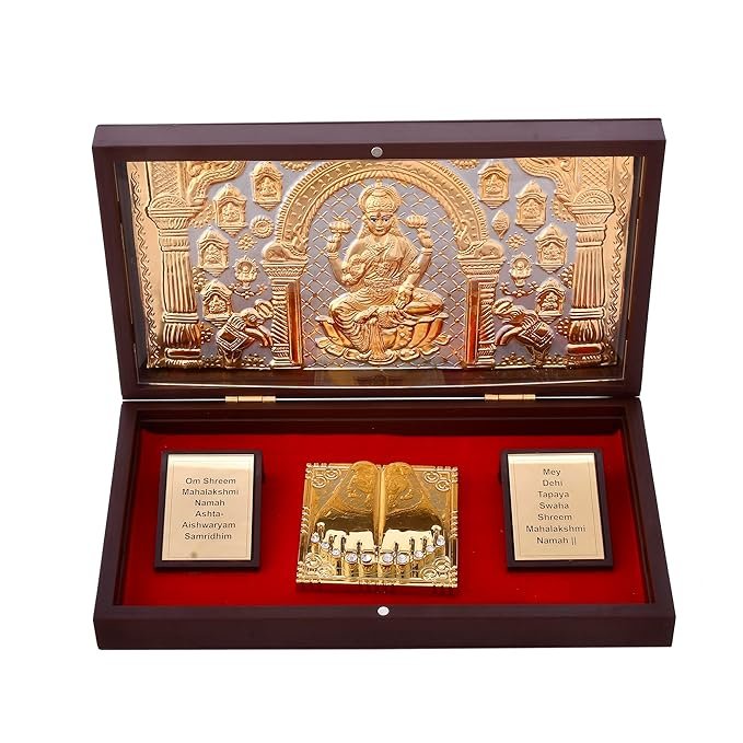 Anand Crafts Gold Plated Asht Laxmi Charan Paduka With Acrylic Box Pack
