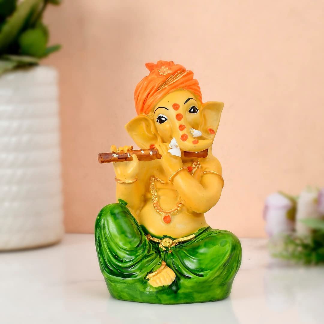 Anand Crafts Playing Flute Ganesh Idol Statue
